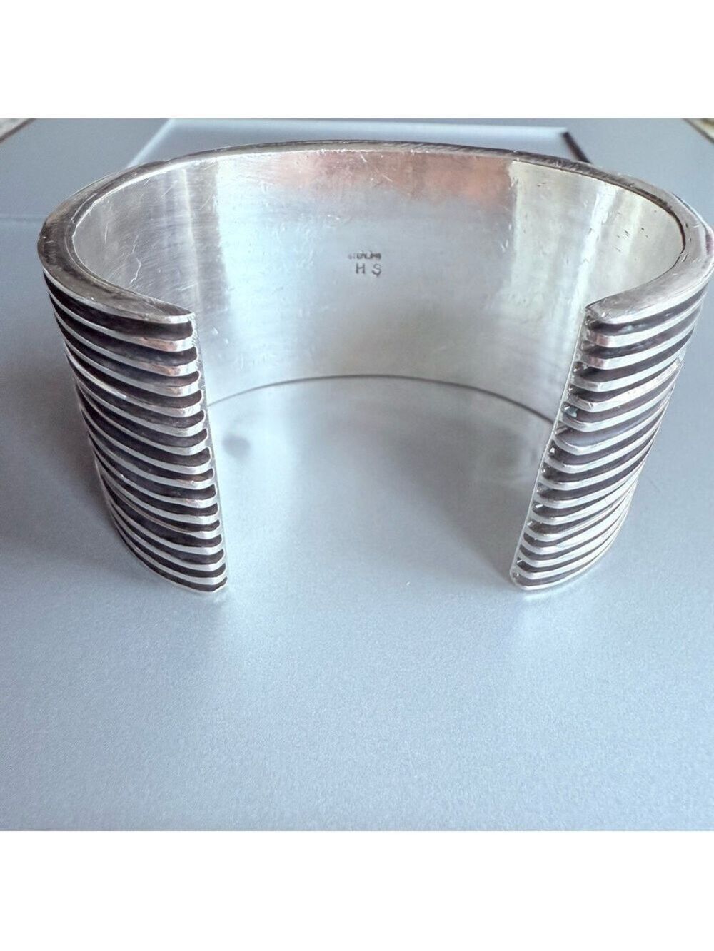 MASSIVE Navajo HS Herman Smith Rare Southwest Sterling Silver Wide Cuff … - Picture 8 of 13